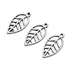 Antique Silver Alloy Leaf Pendants X-TIBEB-A101914-AS-LF-3