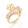 Flower Brass Micro Pave Cubic Zirconia Cup Peg Ring Settings KK-N274-01G-1