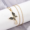 Butterfly Brass Micro Pave Cubic Zirconia Pendant Neckalces for Women NJEW-C076-03G-3