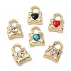 Golden Rack Plating Alloy Rhinestone Pendants PALLOY-F308-21G-1