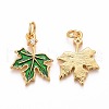 Autumn Theme Brass Cubic Zirconia Charms KK-P216-06MG-01-2