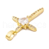 Rack Plating Brass Micro Pave Clear Cubic Zirconia Pendants KK-K367-16G-2