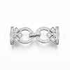 925 Sterling Silver Micro Pave Clear Cubic Zirconia Fold Over Clasps STER-T008-01P-1