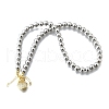Brass Micro Pave Clear Cubic Zirconia Heart Pendant Round Beaded Necklaces for Women NJEW-D314-07PG-4