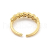 Wheat Brass Micro Pave Clear Cubic Zirconia Open Cuff Rings RJEW-G309-22G-3
