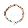Natural Coconut with Synthetic Turquoise Beads Stretch Bracelets for Men Women BJEW-JB11743-02-2