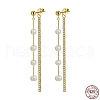 Cubic Zirconia & Pearl Beaded Front Back Stud Earrings EJEW-P231-21G-2
