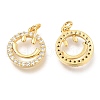 Brass Micro Pave Clear Cubic Zirconia Charms ZIRC-O036-31G-2