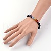 Chakra Natural Dyed & Heated Black Agate Beaded Stretch Bracelets X-BJEW-JB02225-02-3