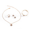 Alloy Crystal Rhinestone Pendant Necklace & Stud Earring & Ring & Cuff Bangle Sets FS-WG56C82-02-2