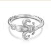 Fleur De Lis 925 Sterling Silver Micro Pave Cubic Zirconia Cuff Rings for Women RJEW-F180-09S-2