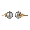 Natural Pearl Rondelle Stud Earrings EJEW-JE04585-02-3