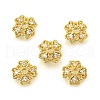 Flower Brass Micro Pave Cubic Zirconia Bead Caps KK-K300-01F-G-1