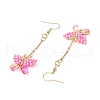 Handmade Glass Seed Beads Butterfly Dangle Earrings EJEW-MZ00445-01-4