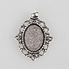 Tibetan Style Alloy Pendant Cabochon Settings X-TIBEP-N003-31AS-1