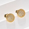 Brass Micro Pave Clear Cubic Zirconia Stud Earrings EJEW-D305-15G-1