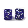 Cube Shape Polymer Clay Rhinestone Beads CLAY-NH0001-08-2
