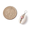 Natural Cowrie Shell Copper Wire Wrapped Shell Shape Pendants PALLOY-JF02938-03-2