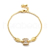 Brass Micro Pave Clear Cubic Zirconia Link Bracelets BJEW-U020-12G-5