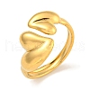 Ion Plating(IP) 304 Stainless Steel Heart Open Cuff Ring for Women RJEW-A043-31G-1