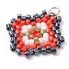 Seed Beads Beaded Charms PALLOY-MZ00324-02-3
