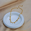 316 Surgical Stainless Steel Pave Colorful Cubic Zirconia Ball Chain Flat Round Tassel Necklaces FS-WGDEC77-01-3