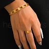 304 Stainless Steel Cuff Bangle & Cuff Rings Sets SJEW-Z003-01G-3