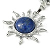 Natural Lapis Lazuli & Brass Sun Pendant Keychain G-Z033-03P-01-2