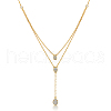 Double Layered 925 Sterling Silver Rhinestone Teardrop Pendant Necklaces ZY1998-1-1