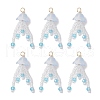 Glass Seed Beaded Jellyfish Pendants PALLOY-MZ00707-05-1