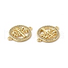 Brass Micro Pave Clear Cubic Zirconia Connector Charms KK-E068-VB336-3