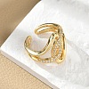 Brass Micro Pave Cubic Zirconia Adjustable Cuff Rings RJEW-C130-02G-3
