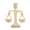 Rack Plating Brass Micro Pave Cubic Zirconia Pendants KK-H449-67G-02-RS-1