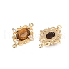 Natural Tiger Eye Oval Connector Charms KK-P302-24G-2