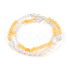 Round Natural Fresh Water Pearl & Quartz Crystal Beaded Wrap Bracelets for Women BJEW-T022-11-2