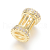 Hollow Brass Micro Pave Clear Cubic Zirconia Beads ZIRC-L085-53G-2
