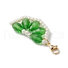 Orange Glass Pearl & Glass Beads Pendant Decorations HJEW-TA00336-01-4