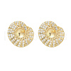 Brass Micro Pave Clear Cubic Zirconia Stud Earring Findings KK-K388-12G-2