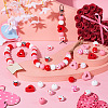  180Pcs 13 Styles Valentine's Day Spray Painted Natural Wood Beads WOOD-TA0002-01-8