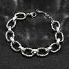 304 Stainless Steel Oval Link Chain Bracelets for Women BJEW-R021-09P-2