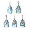 Ocean Themes Alloy & Glass Teardrop Pendants PALLOY-JF03881-1