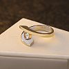 Flat Round Brass with Crystal Rhinestone Finger Rings FS-WG97854-05-2