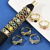 316 Stainless Steel with Natural Mixed Gemstone Cuff Rings RJEW-Z098-01G-08-1