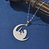 304 Stainless Steel Moon with Woman Pendant Necklaces for Ramadan & Eid Mubarak NJEW-D318-02P-2
