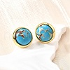 Brass Half Round Stud Earrings EJEW-Z124-01G-3