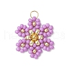 Glass Seed Beaded Flower Pendants PALLOY-MZ00712-2