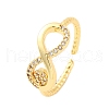 Brass Micro Pave Clear Cubic Zirconia Cuff Rings for Women RJEW-U047-21G-4