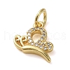Brass Micro Pave Clear Cubic Zirconia Pendants KK-U005-01G-G-2
