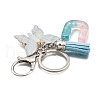 26Pcs Transparent Epoxy Resin & Transparent Acrylic & Faux Suede Tassel Keychain KEYC-JKC01202-21-4