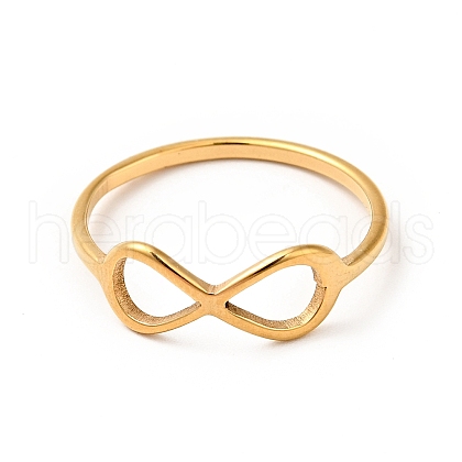Ion Plating(IP) 201 Stainless Steel Infinity Finger Ring for Women RJEW-G266-24G-1